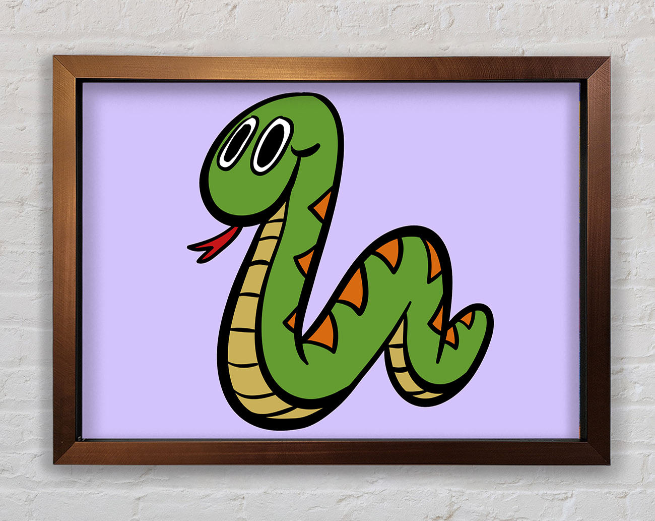 Cartoon Snake Lilac Framed Wall Art