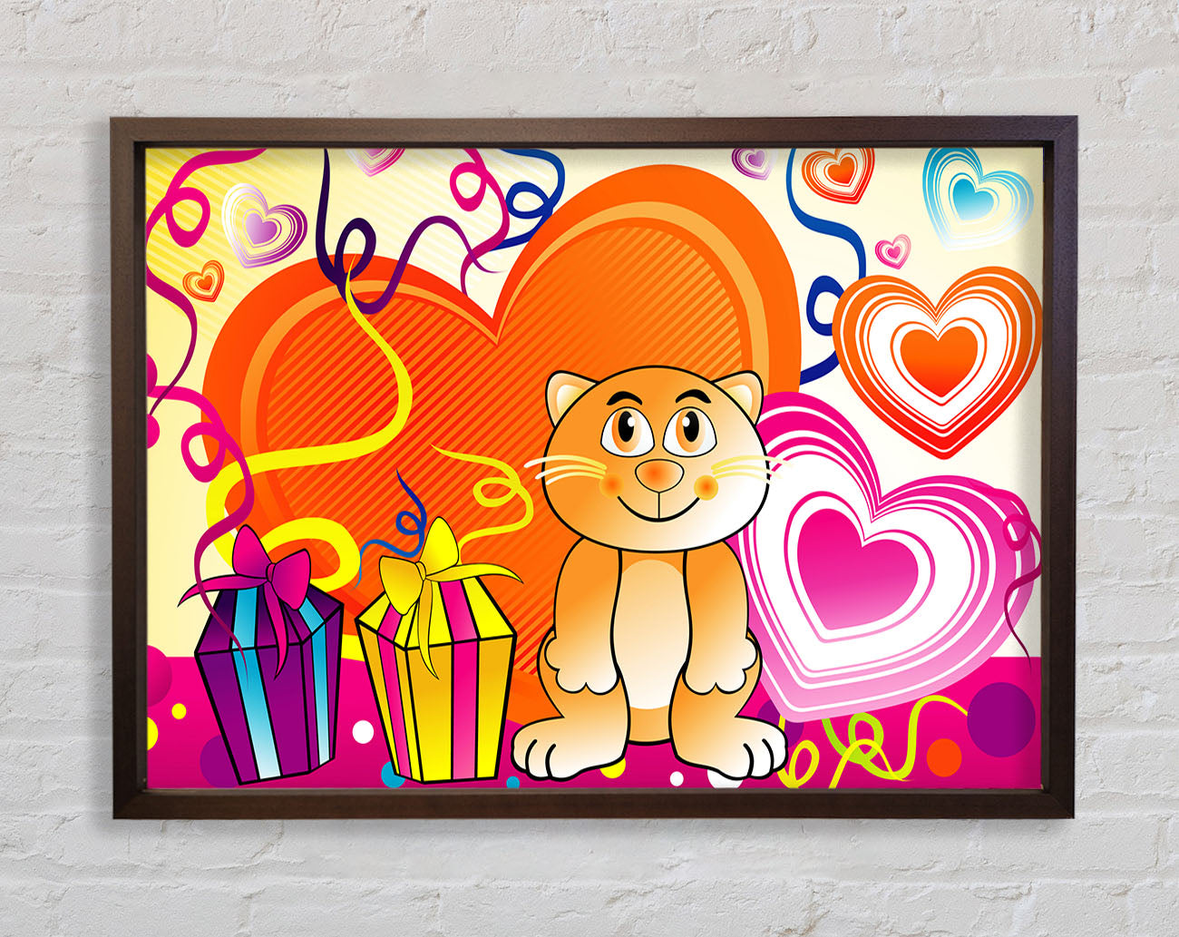Cat Celebration White Framed Wall Art