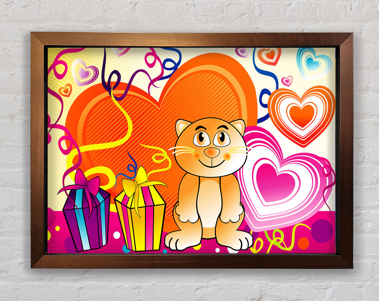 Cat Celebration White Framed Wall Art