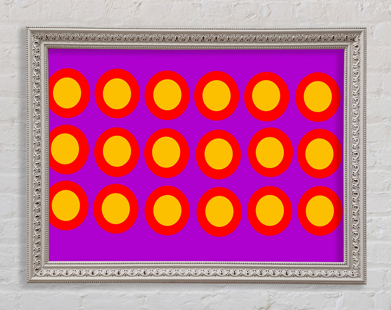 Circles Of Light Yellow On Purple Framed Wall Art