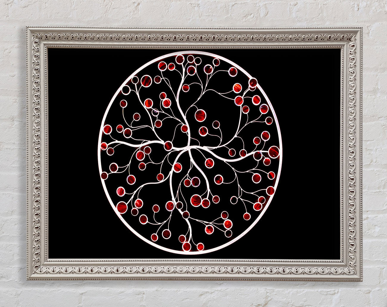 Circle Of Life Red On Black Framed Wall Art