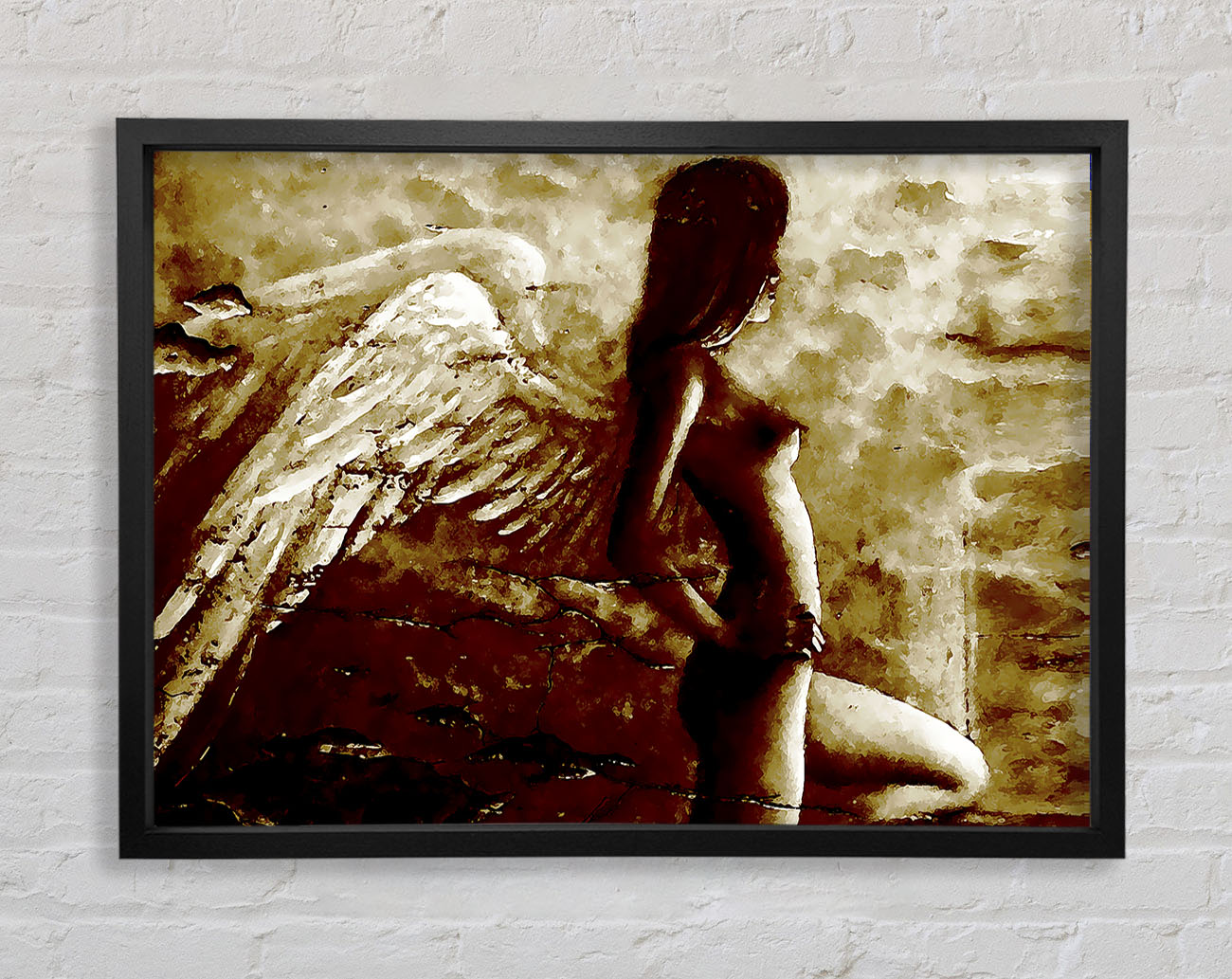 Brown Winged Angel Framed Wall Art