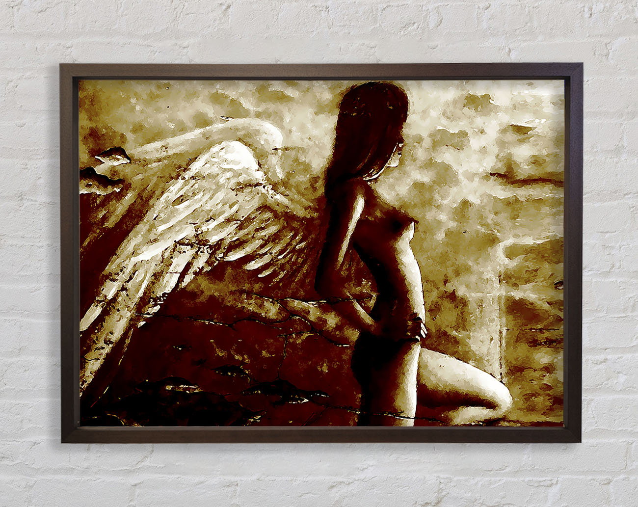 Brown Winged Angel Framed Wall Art