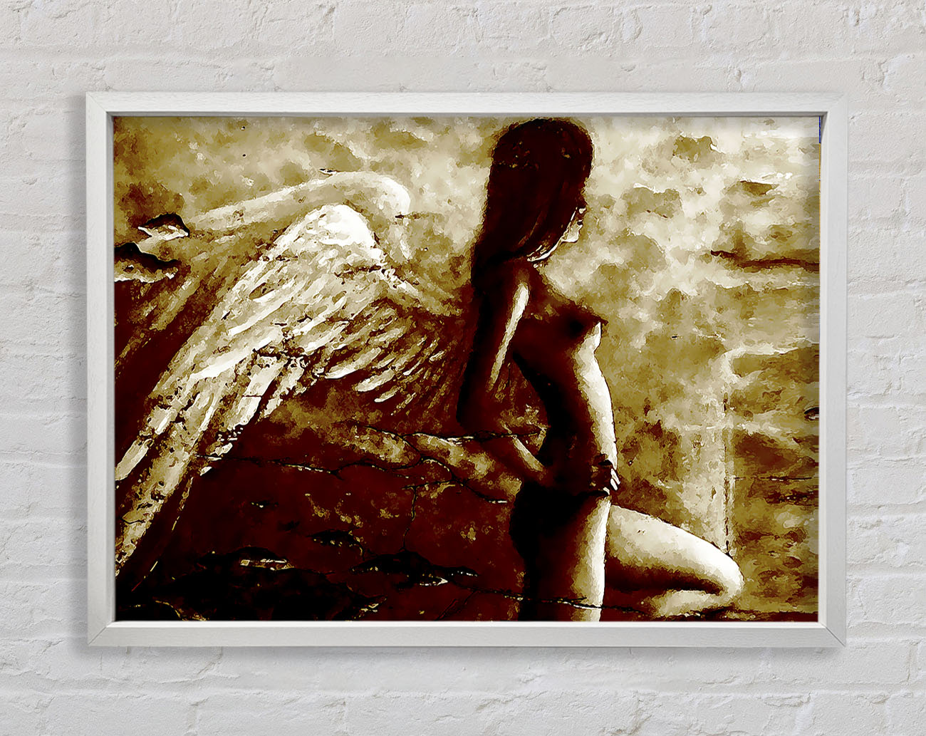 Brown Winged Angel Framed Wall Art