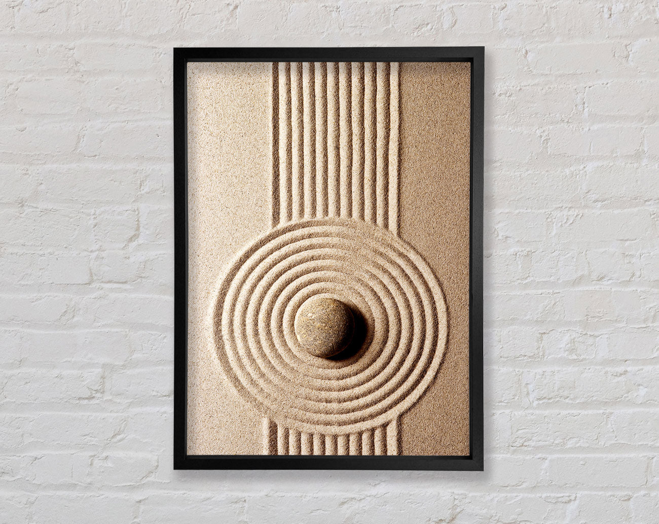 Circular Sand Script Zen Framed Wall Art