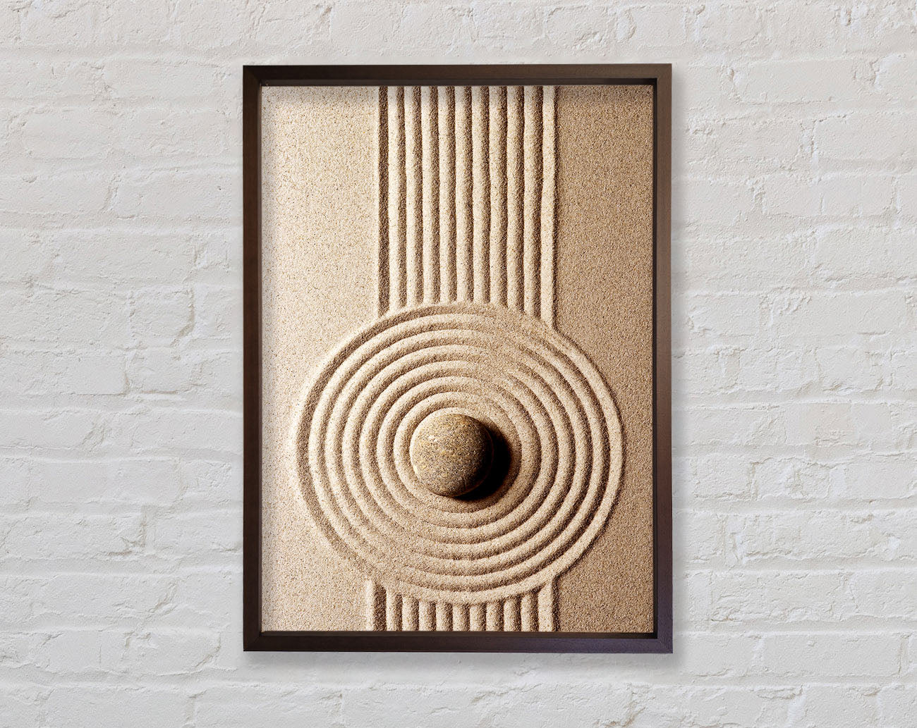 Circular Sand Script Zen Framed Wall Art