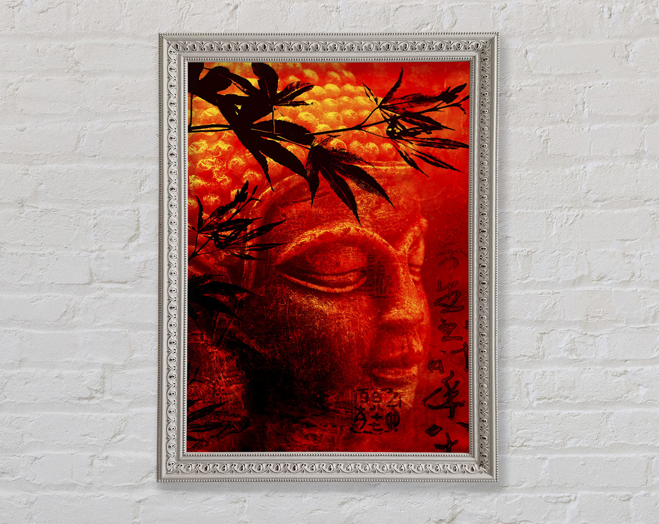 Bamboo Buddha Burnt Orange Framed Wall Art