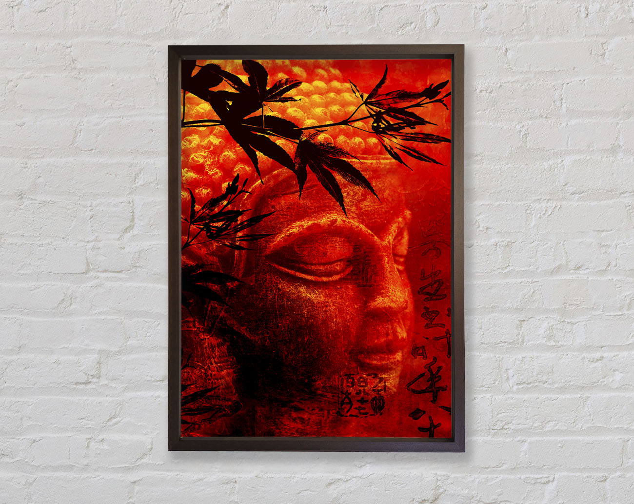 Bamboo Buddha Burnt Orange Framed Wall Art