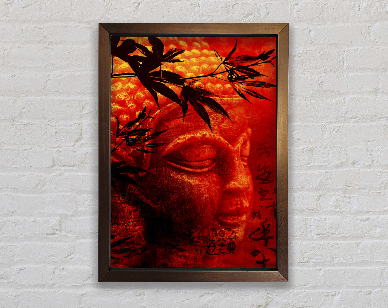 Bamboo Buddha Burnt Orange Framed Wall Art