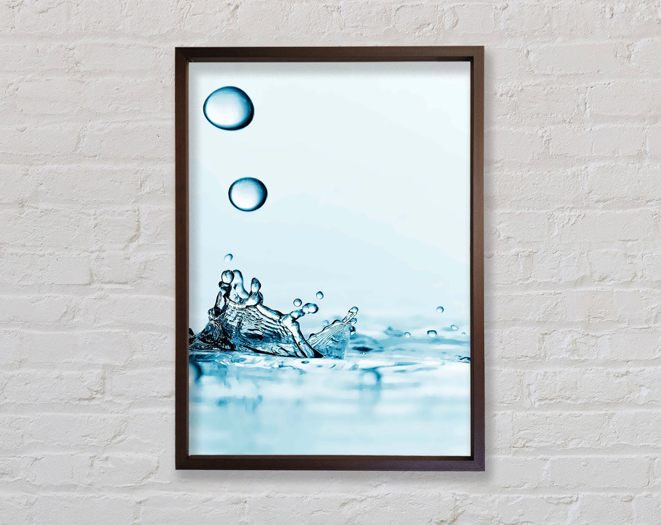 Blue Water Droplet Splash Framed Wall Art