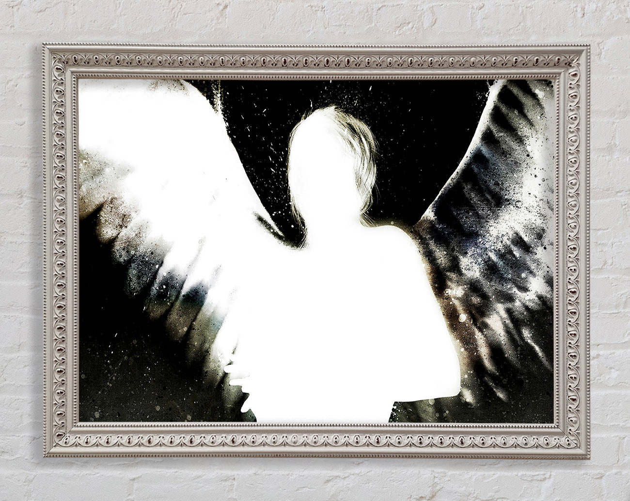 Angels In The Night White On Black Framed Wall Art