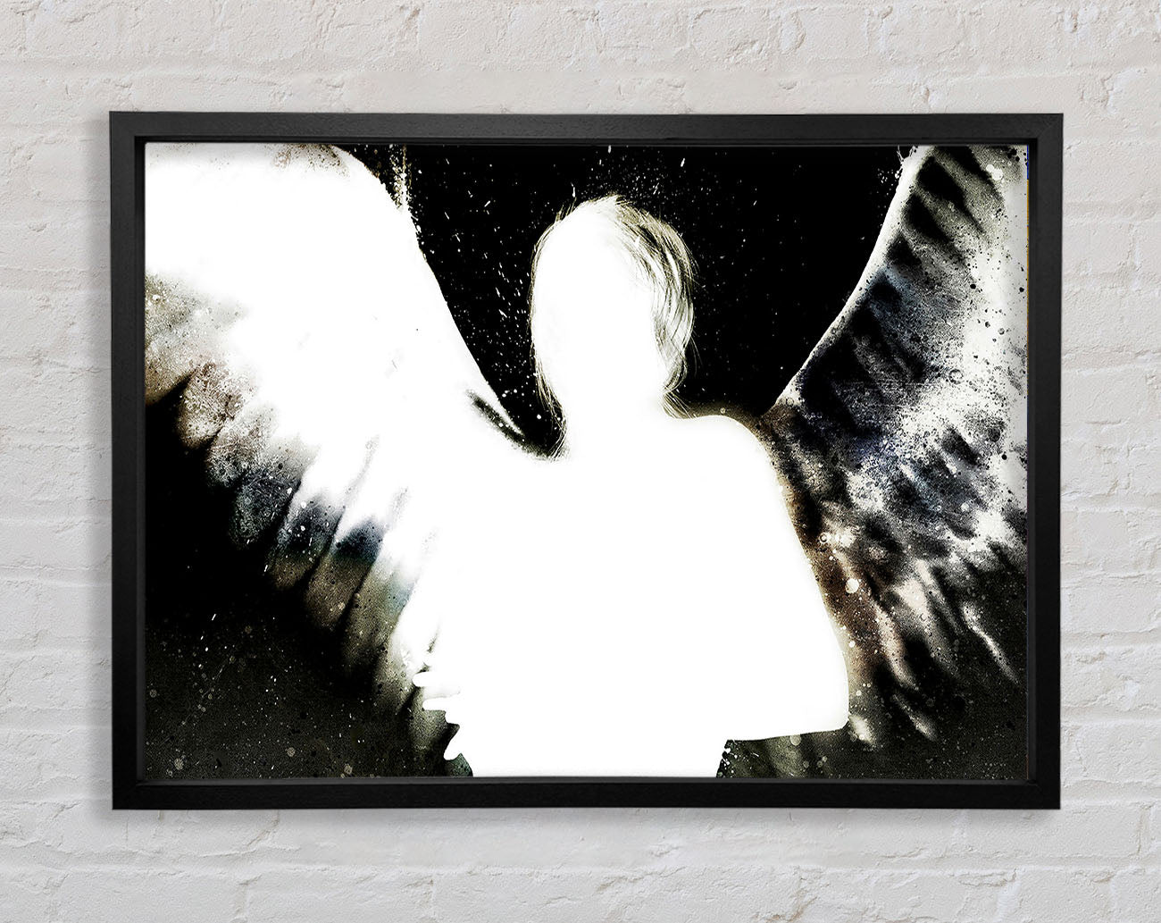 Angels In The Night White On Black Framed Wall Art