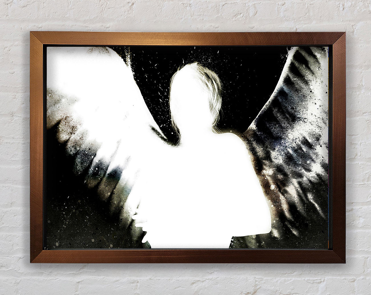 Angels In The Night White On Black Framed Wall Art