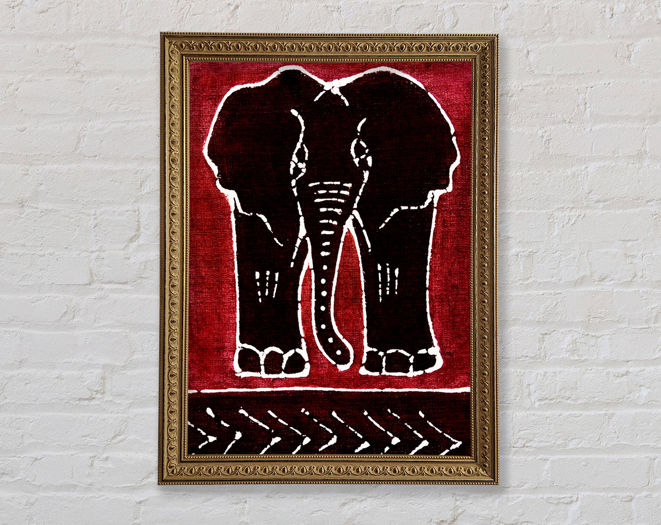 Aboriginal Red Elephant Framed Wall Art