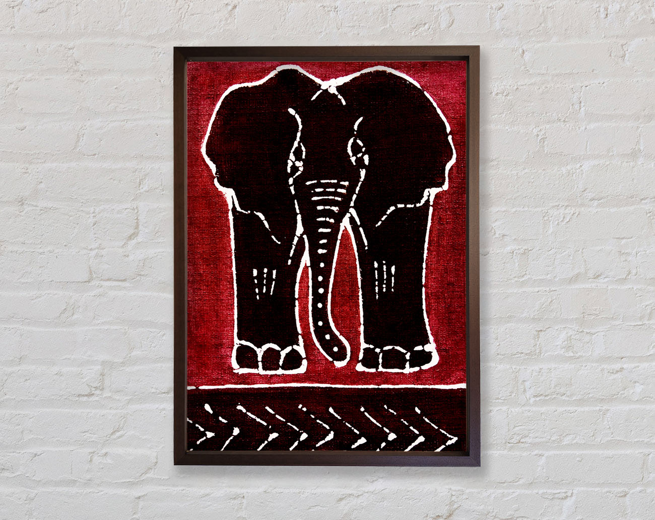 Aboriginal Red Elephant Framed Wall Art