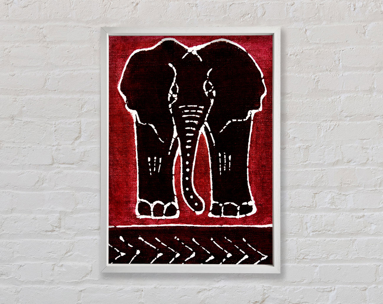 Aboriginal Red Elephant Framed Wall Art