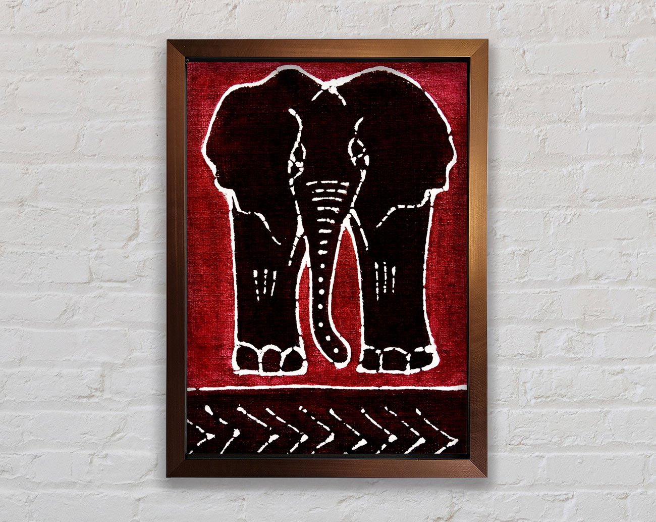 Aboriginal Red Elephant Framed Wall Art