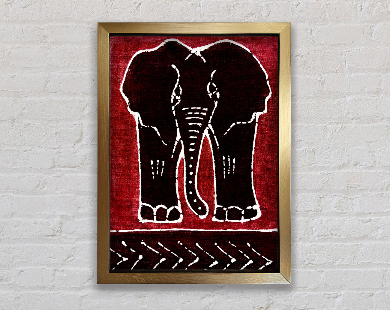 Aboriginal Red Elephant Framed Wall Art