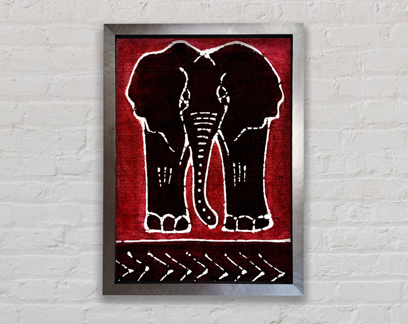 Aboriginal Red Elephant Framed Wall Art