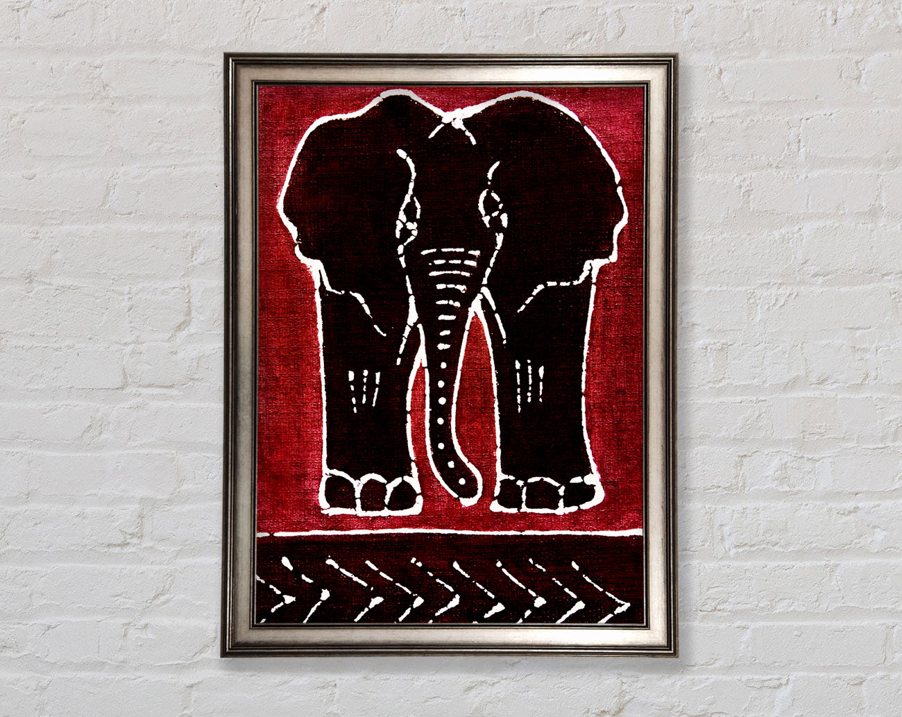 Aboriginal Red Elephant Framed Wall Art