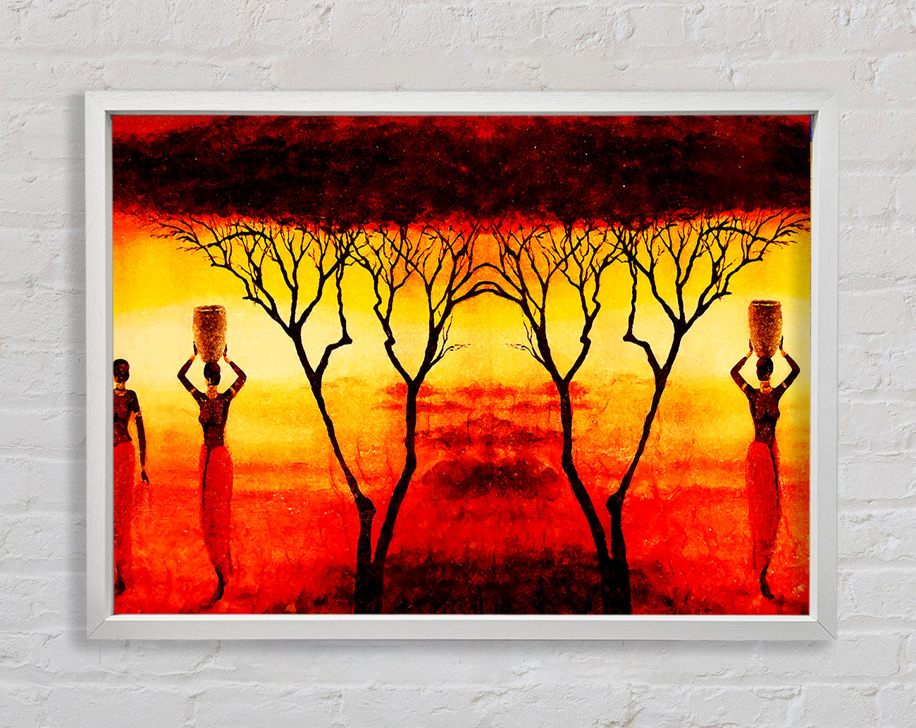 African Women Working In The Blazing Red Fields Framed Wall Art