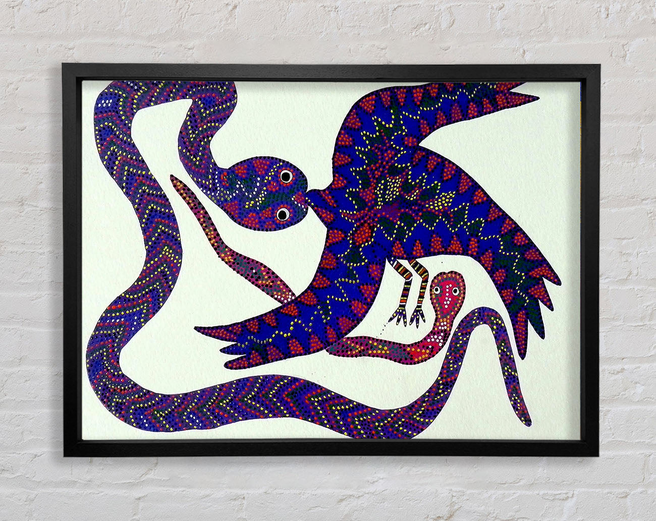 Aboriginal Snake Bird Framed Wall Art