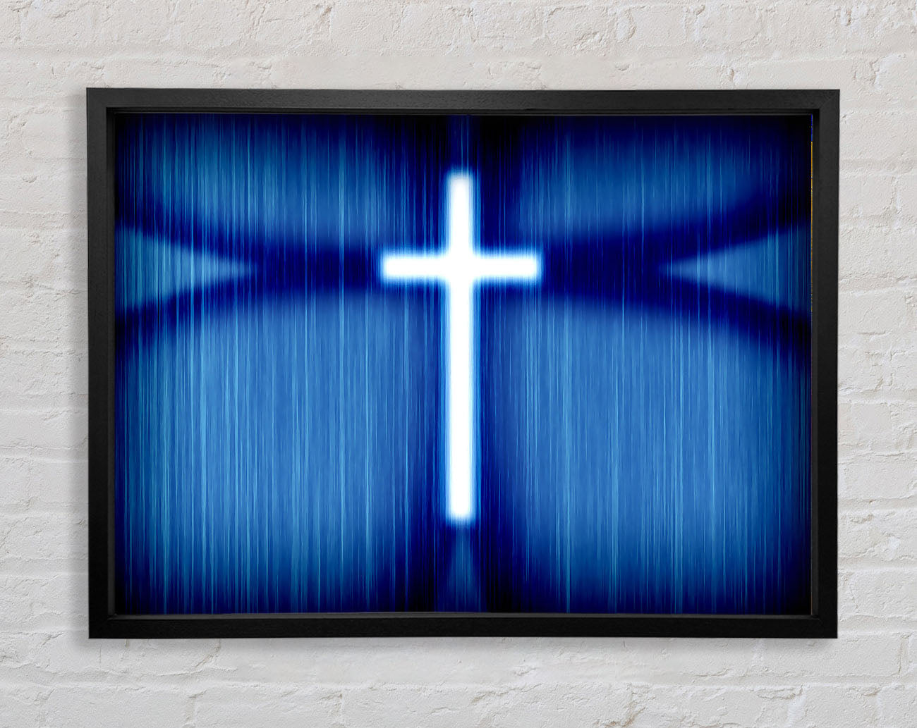 Christian White Cross Blue Background Framed Wall Art