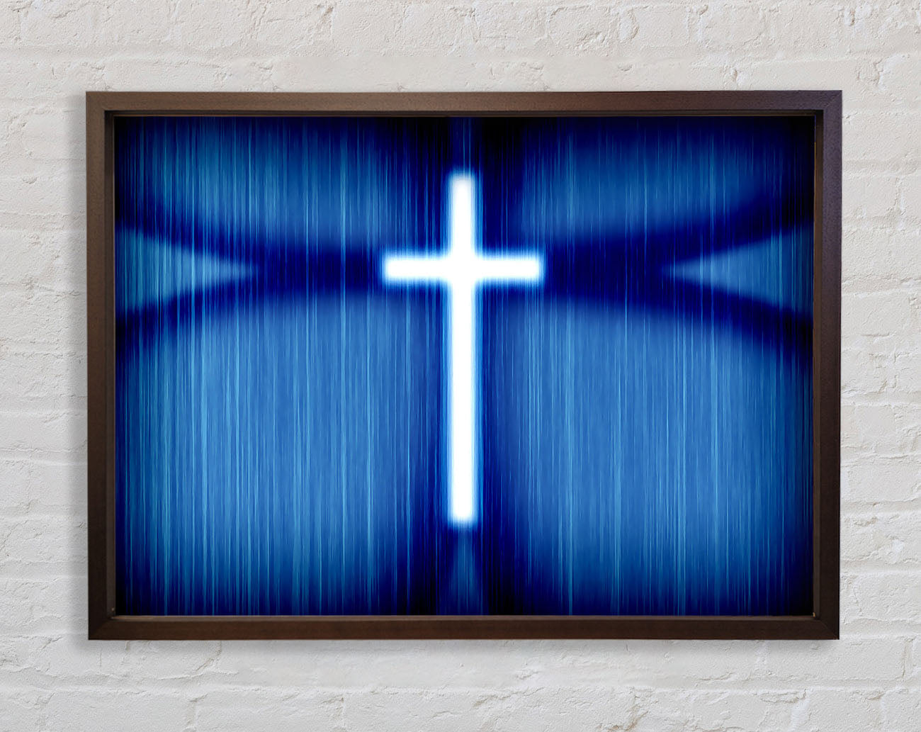 Christian White Cross Blue Background Framed Wall Art