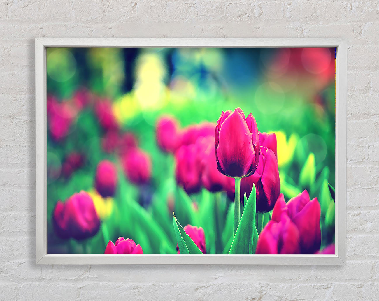 Cerise Tulip Garden Framed Wall Art