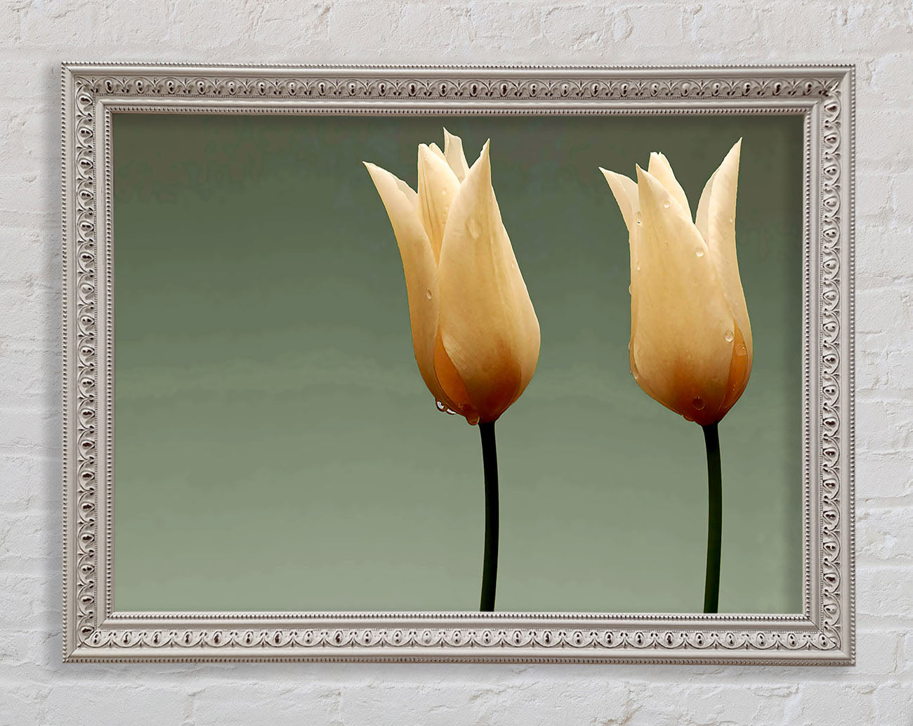Cream Fire Tulips Framed Wall Art