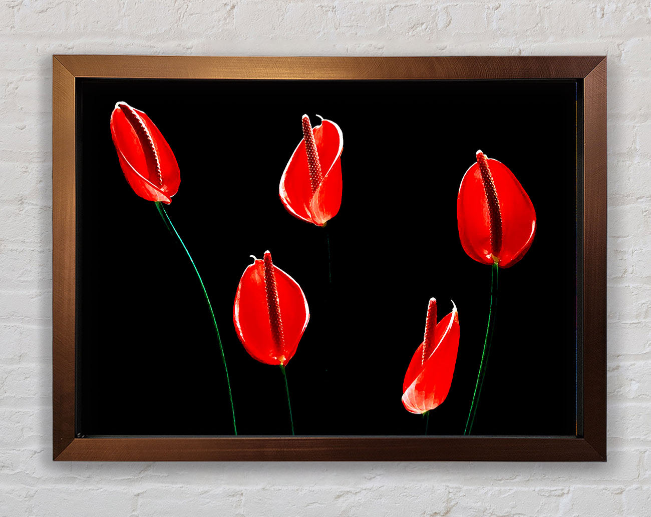 Beatiful Red Night Flowers Framed Wall Art