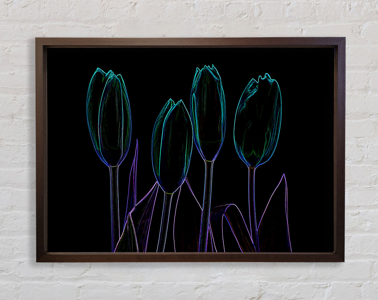 Abstract Neon Floral 30 Framed Wall Art