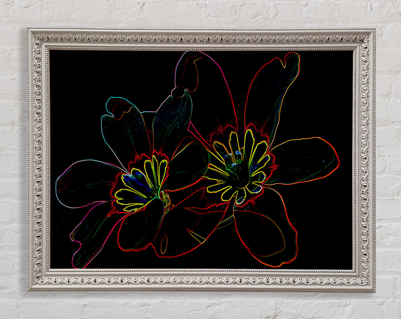 Abstract Neon Floral 38 Framed Wall Art