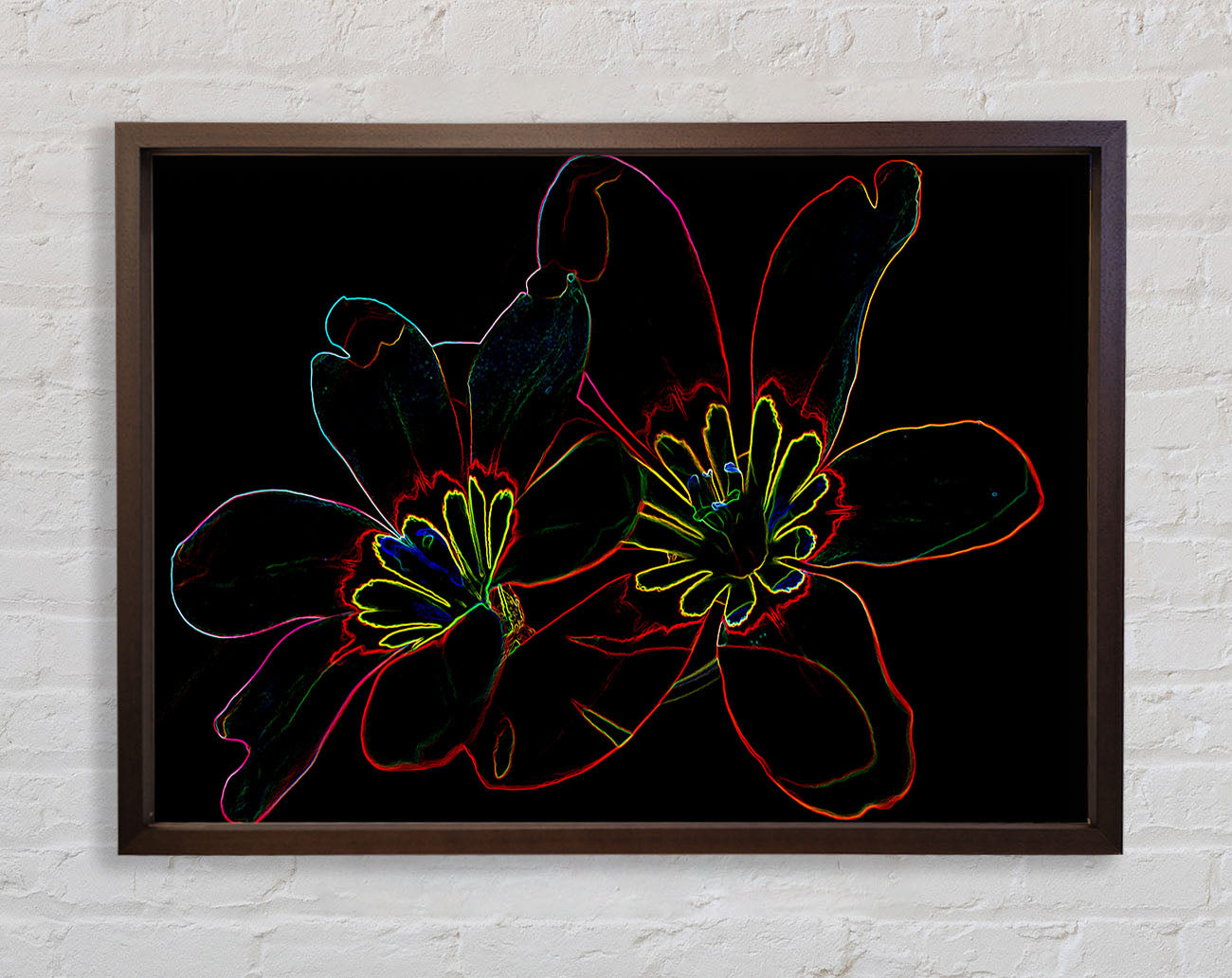 Abstract Neon Floral 38 Framed Wall Art