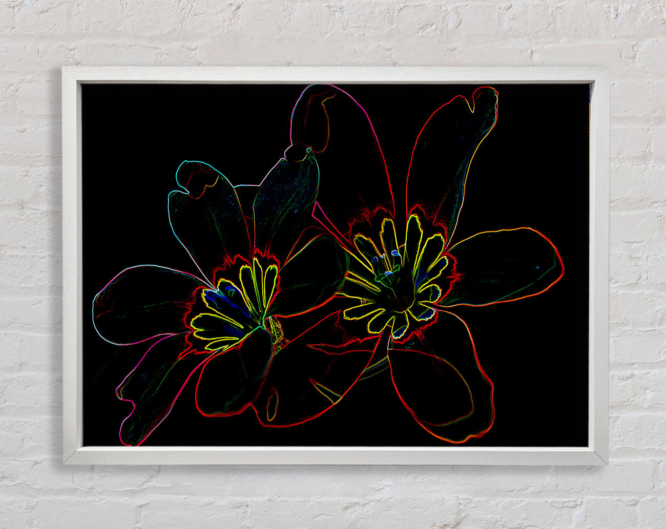 Abstract Neon Floral 38 Framed Wall Art