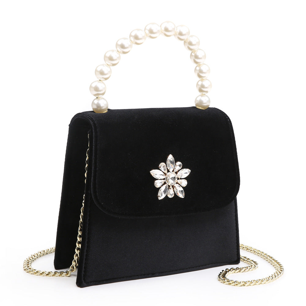 Women's Velvet Small Square Chain Shoulder Messenger Bag
