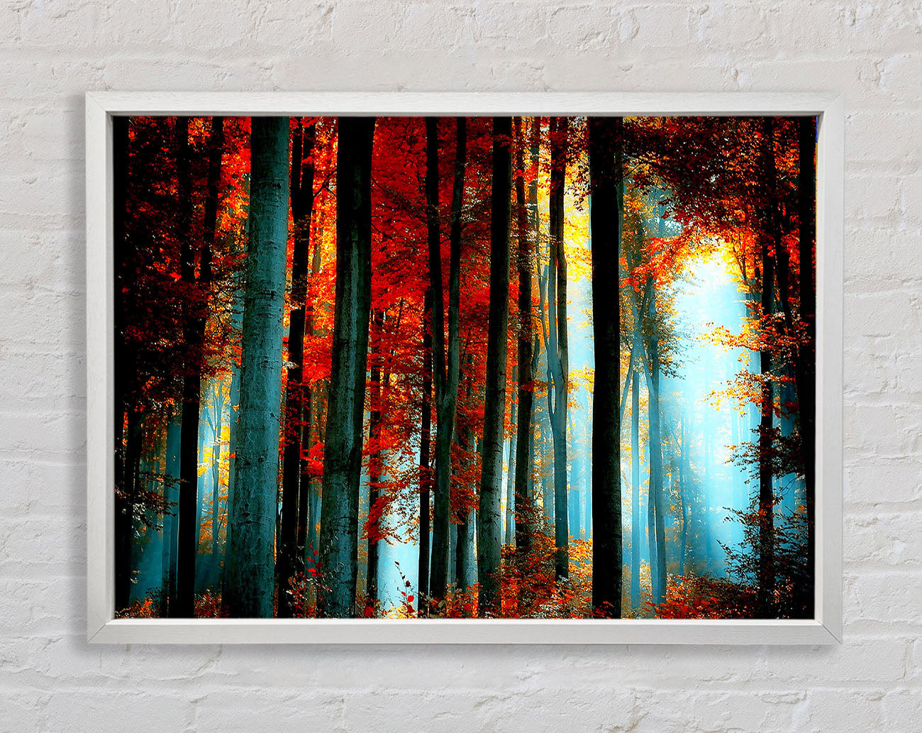 Blue Light Through The Orange Woodland Framed Wall Art