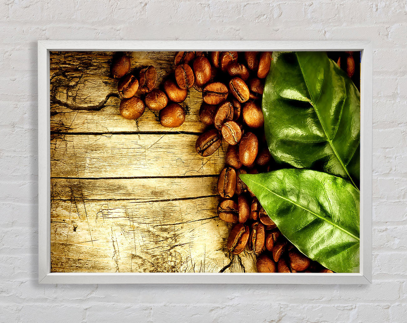 Coffee Beans And Leaves Framed Wall Art