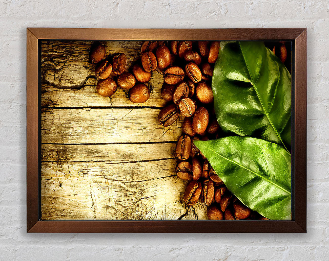 Coffee Beans And Leaves Framed Wall Art