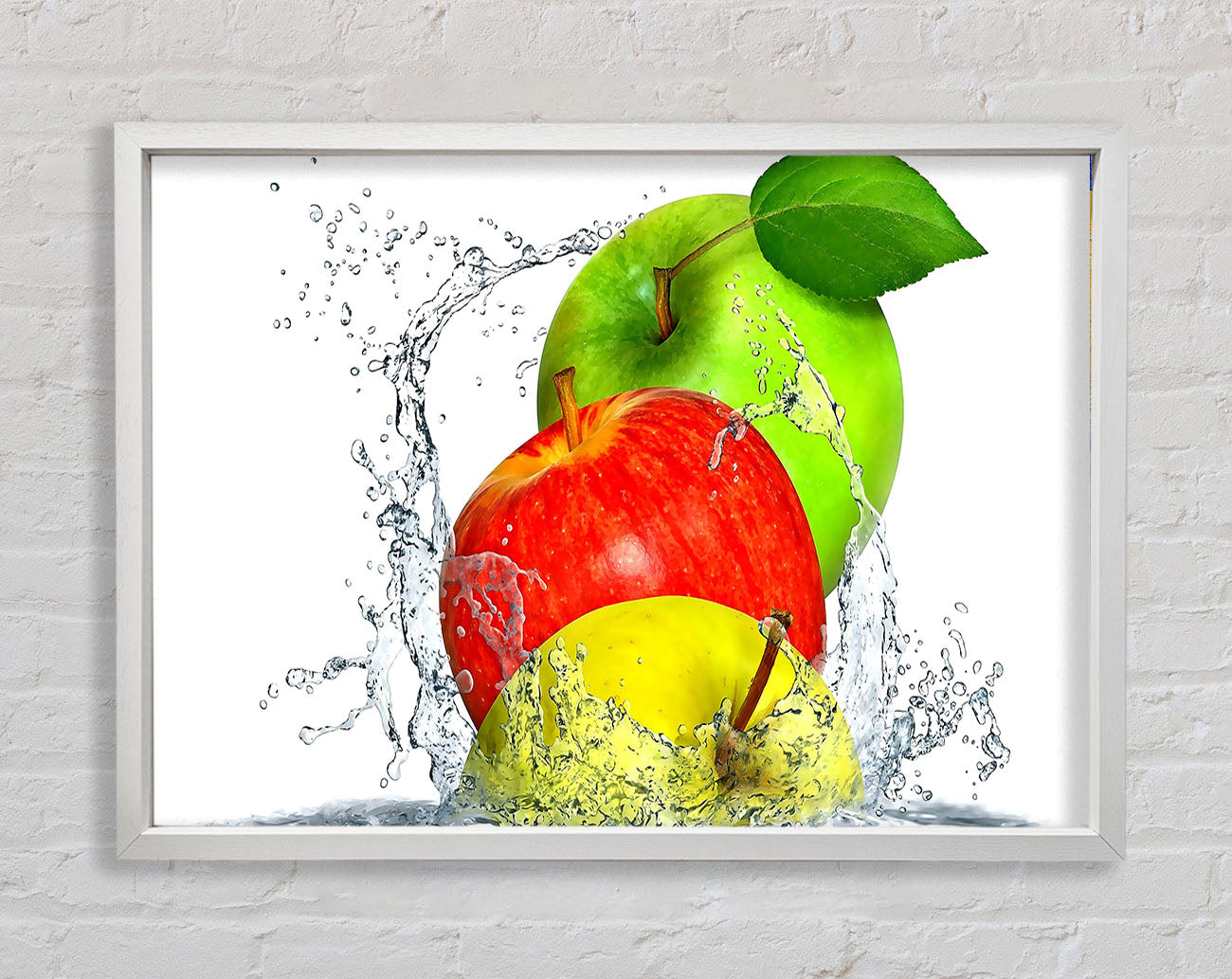 Apples Splashing Water Framed Wall Art