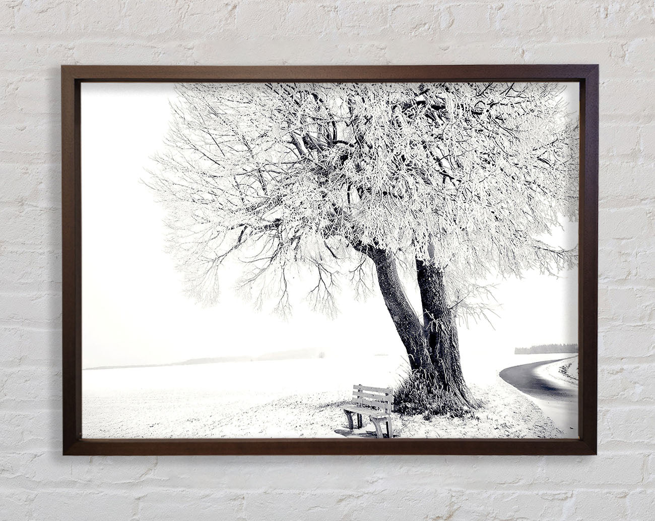 Bench Under Tree Winter Framed Wall Art