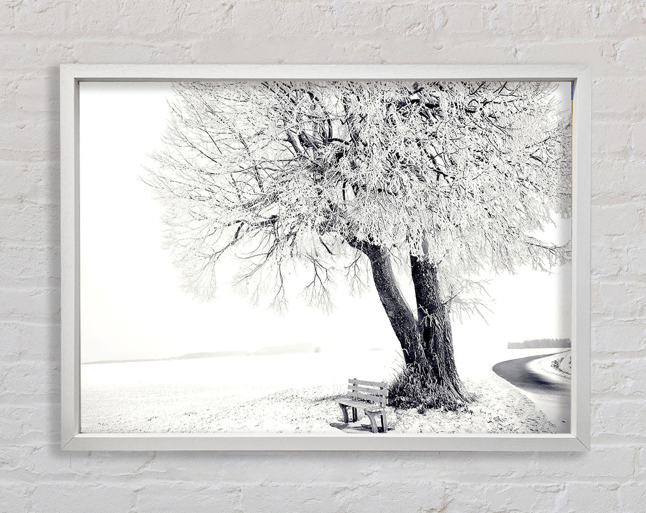 Bench Under Tree Winter Framed Wall Art