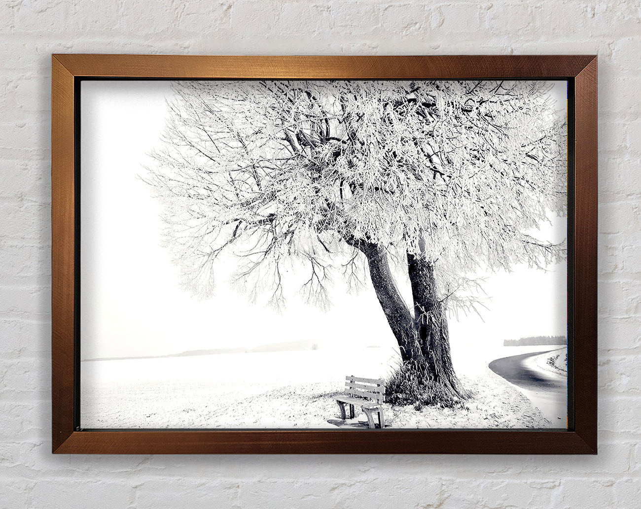 Bench Under Tree Winter Framed Wall Art