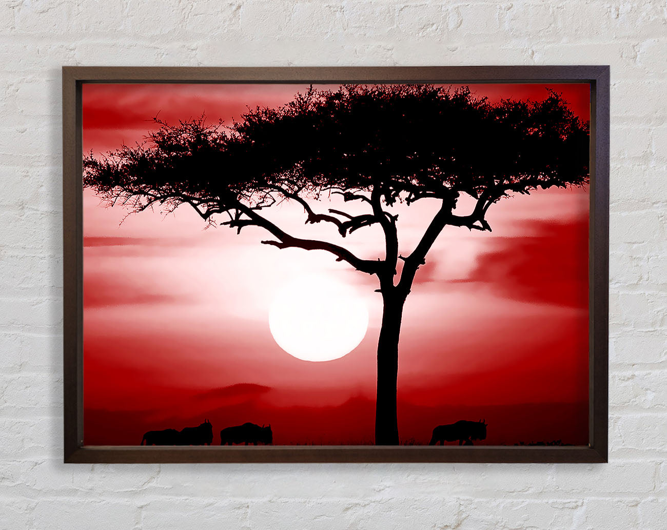 African Safari Red Framed Wall Art