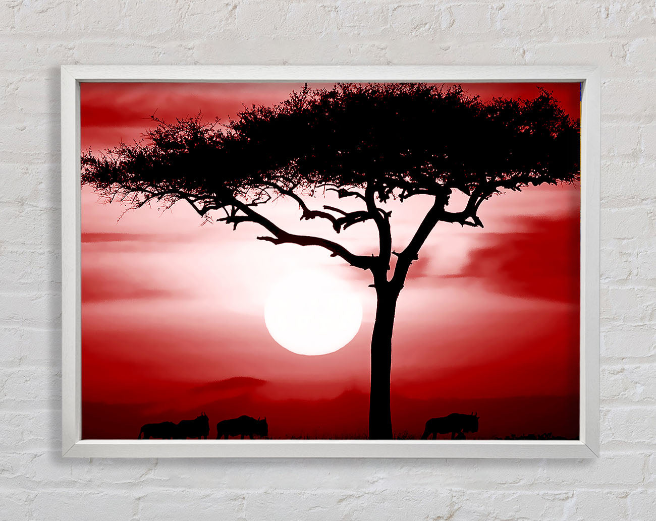 African Safari Red Framed Wall Art