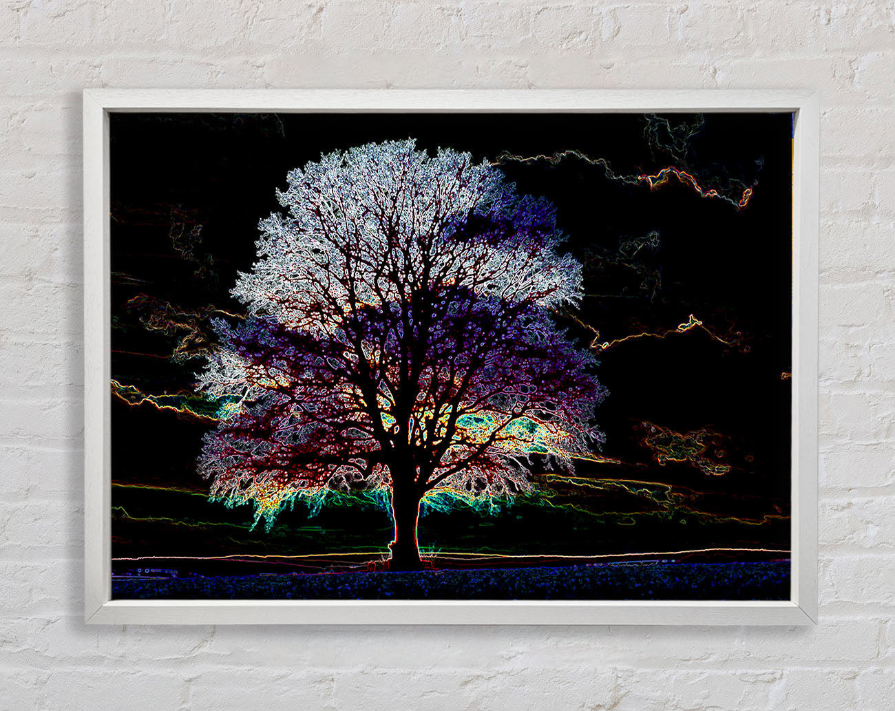Abstract Neon Landscape 12 Framed Wall Art