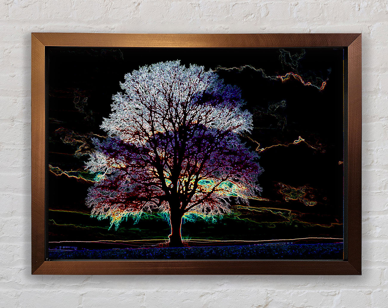Abstract Neon Landscape 12 Framed Wall Art