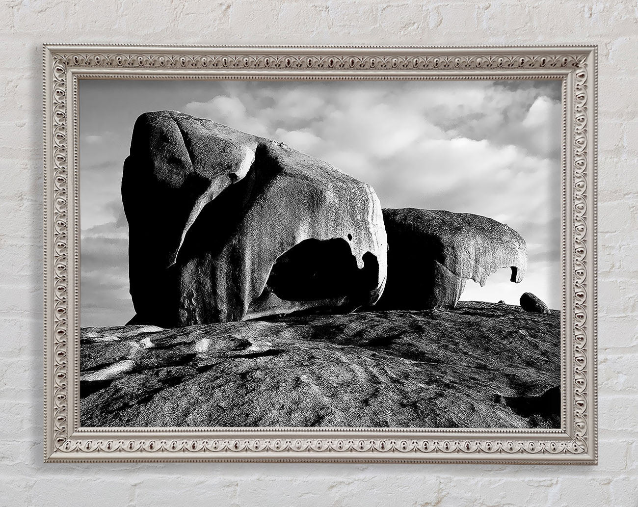 Boulders On Top Of The World B n W Framed Wall Art