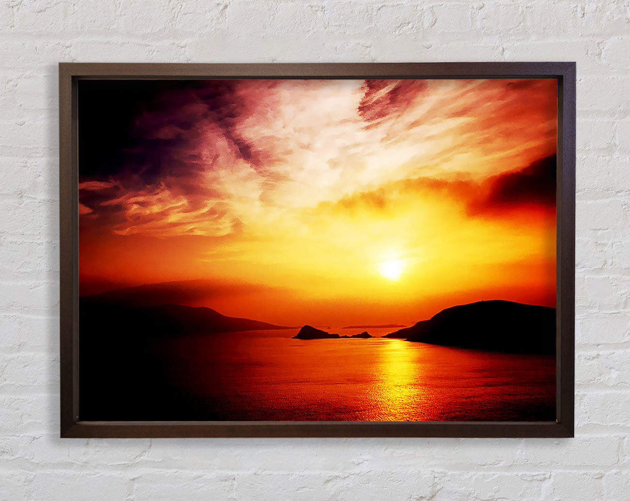 Blazing Sun Cloud Ocean Framed Wall Art