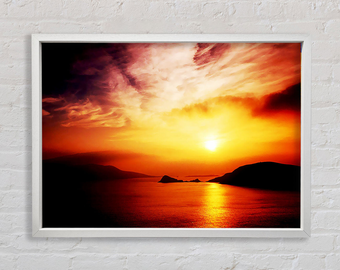 Blazing Sun Cloud Ocean Framed Wall Art
